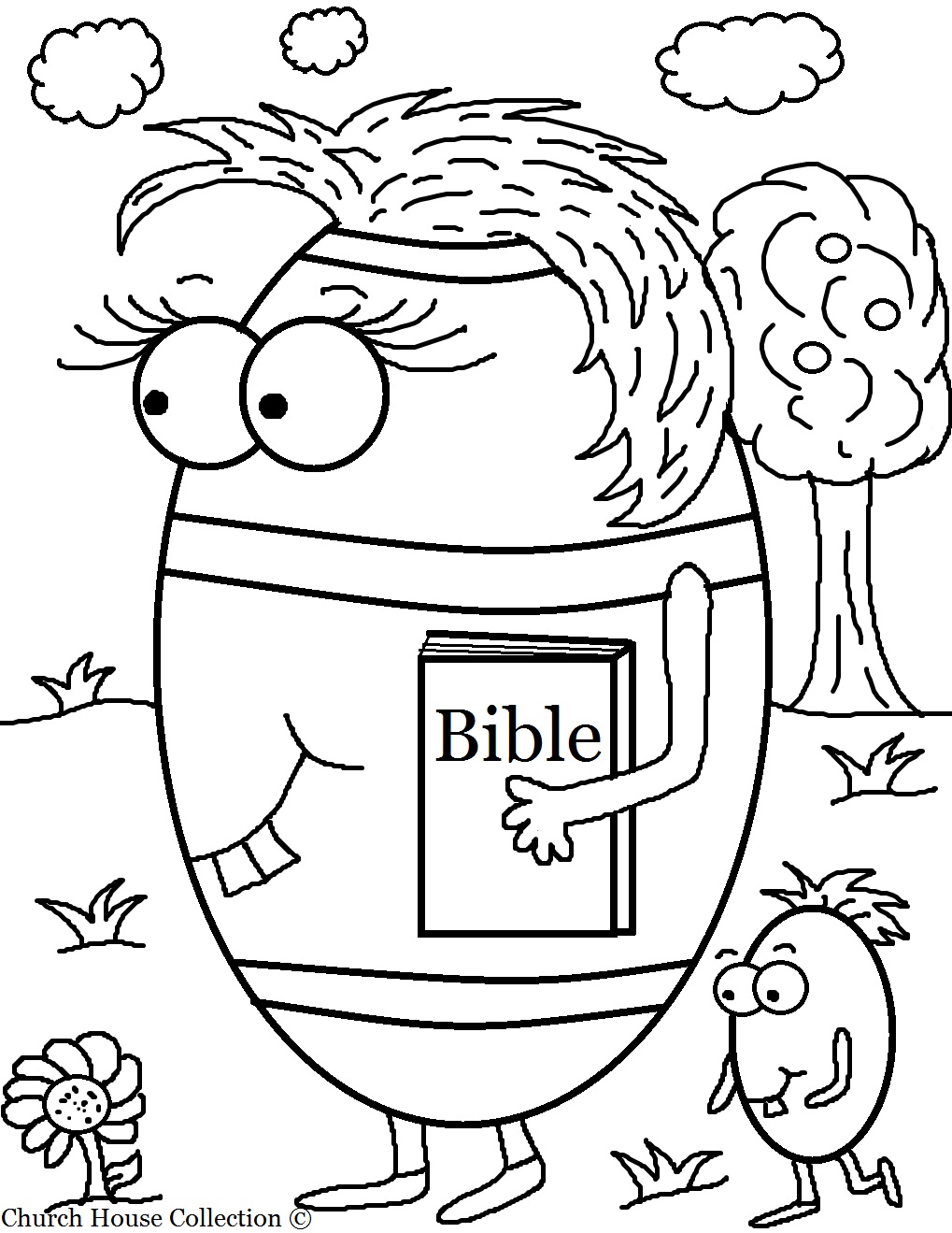 Easter Egg Carrying Bible Coloring Page